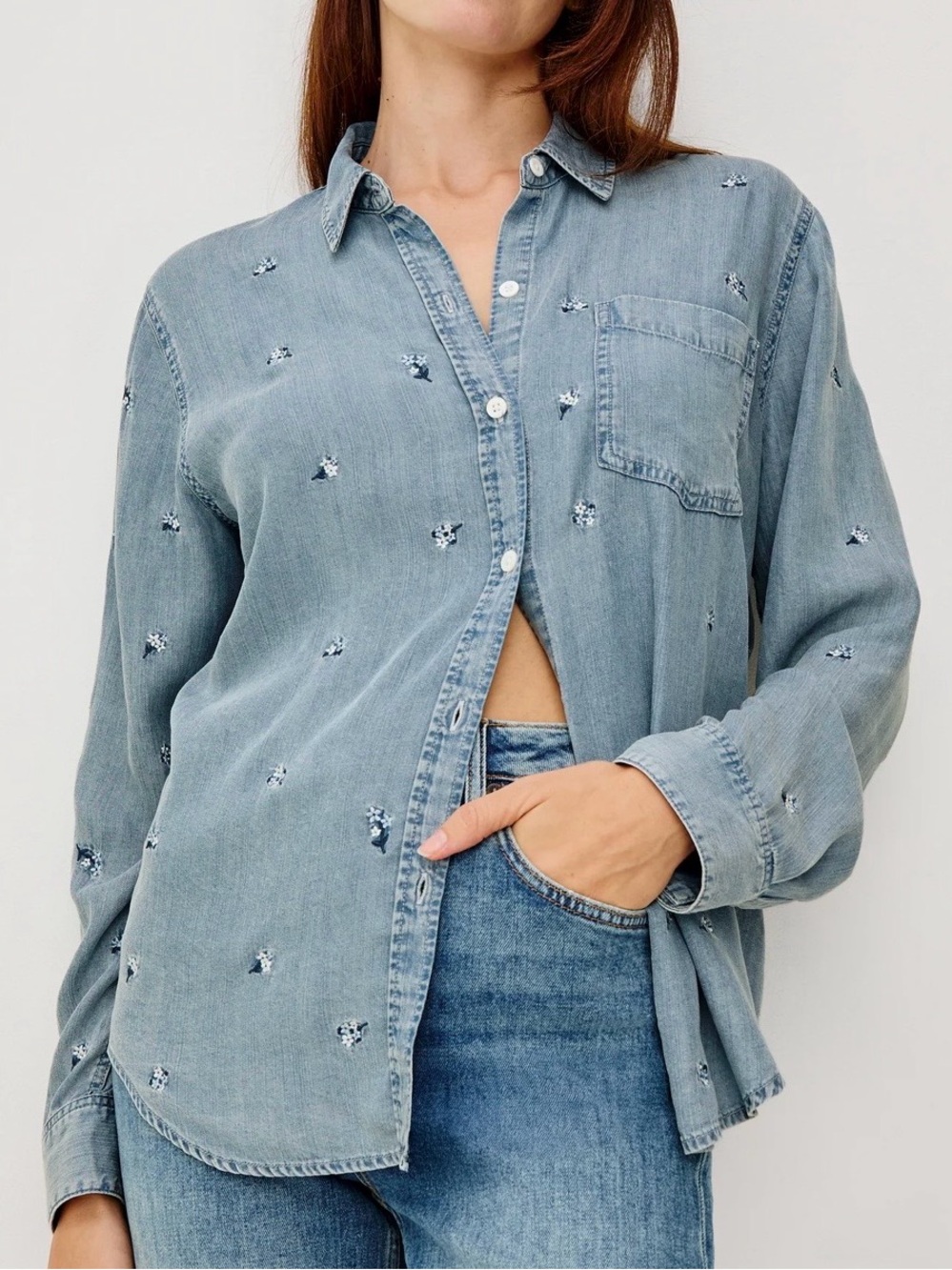☀️ New! RAILS Ingrid Floral Embroidered Chambray Button-Up Shirt